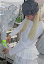 【typeservice】Flared Ruffle Top [White]