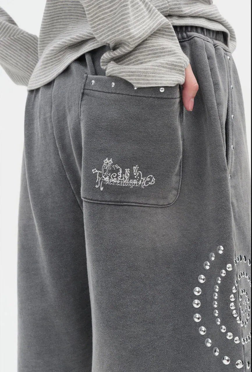 【typeservice】 Washed Hotfix Shorts [Charcoal]