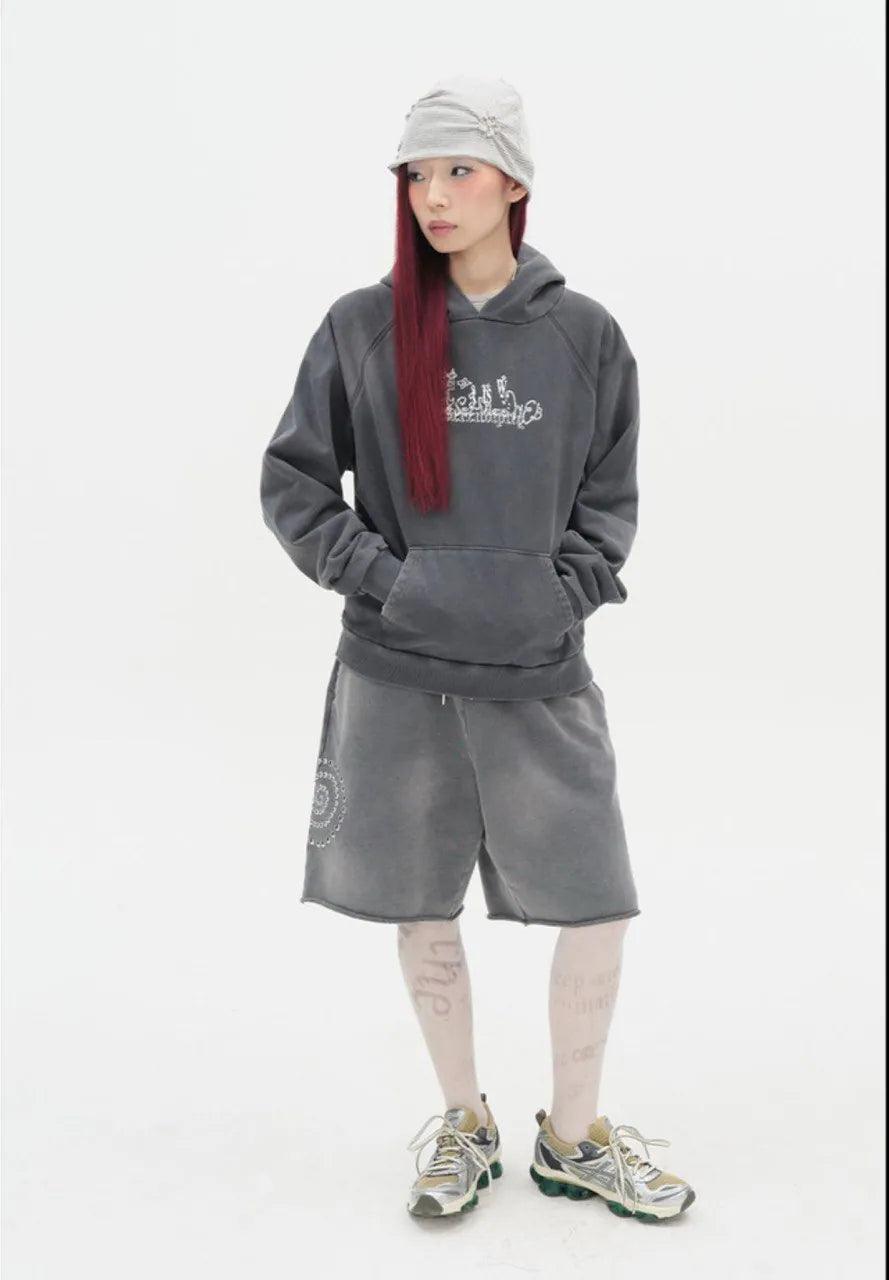 【typeservice】 Washed Hotfix Shorts [Charcoal]