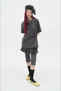 【typeservice】 Ruffled Stripe Skirt [Charcoal]