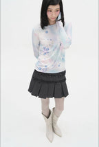【typeservice】 Ruffled Stripe Skirt [Charcoal]
