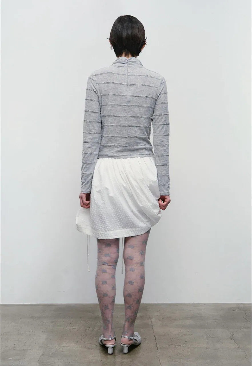 【typeservice】Lettuce Stitch Roll Neck Top [Gray]