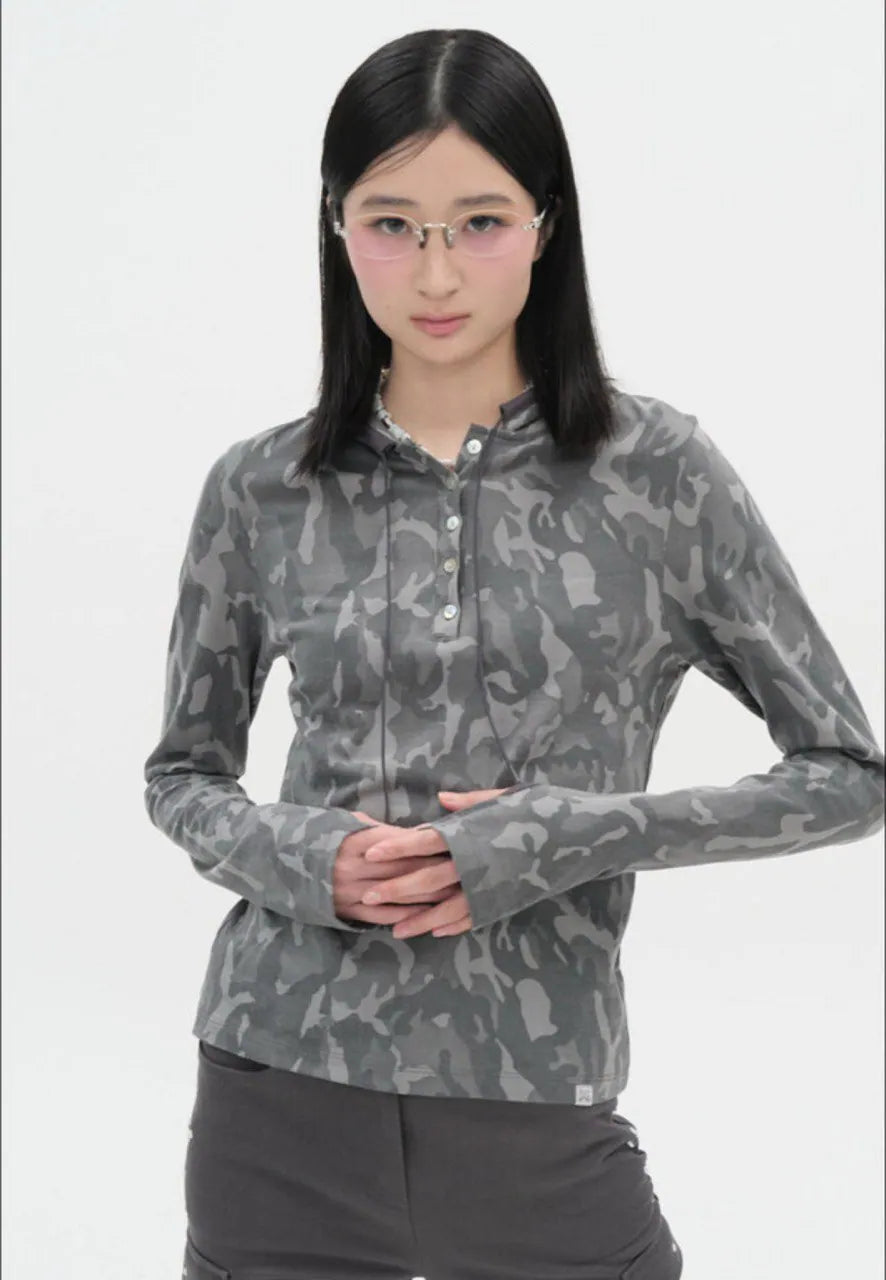 【typeservice】Camo Slim Hoodie [Charcoal]