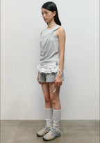 【typeservice】Twisted Sleeveless Top [Sky Blue]