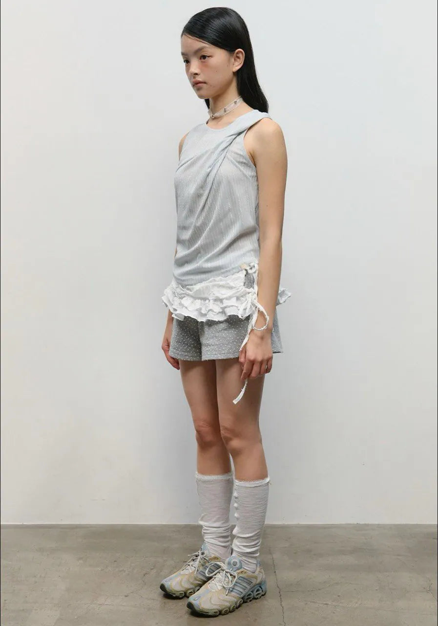 【typeservice】Twisted Sleeveless Top [Sky Blue]