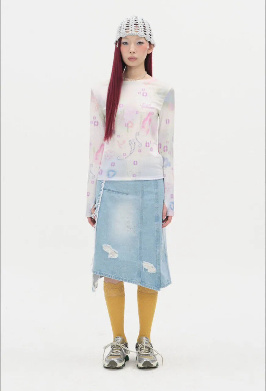 【typeservice】Soft Trace Top [Pink / Blue]