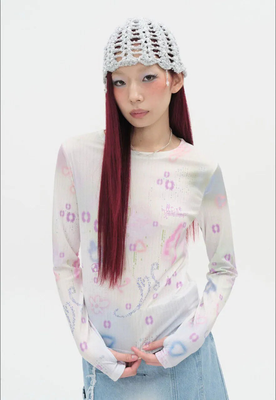 【typeservice】Soft Trace Top [Pink / Blue]