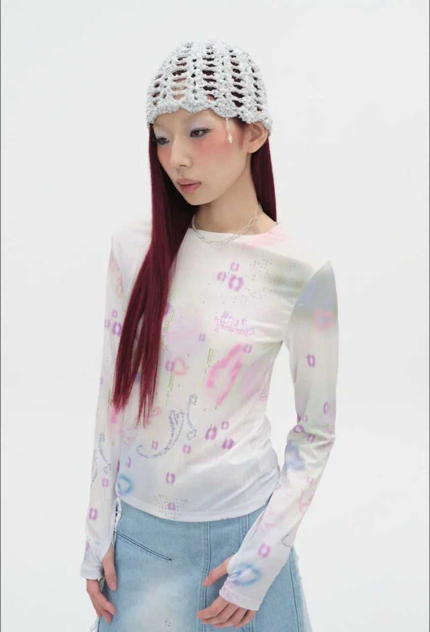【typeservice】Soft Trace Top [Pink / Blue]