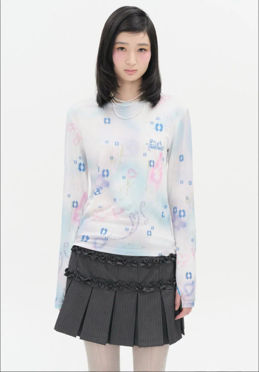 【typeservice】Soft Trace Top [Pink / Blue]