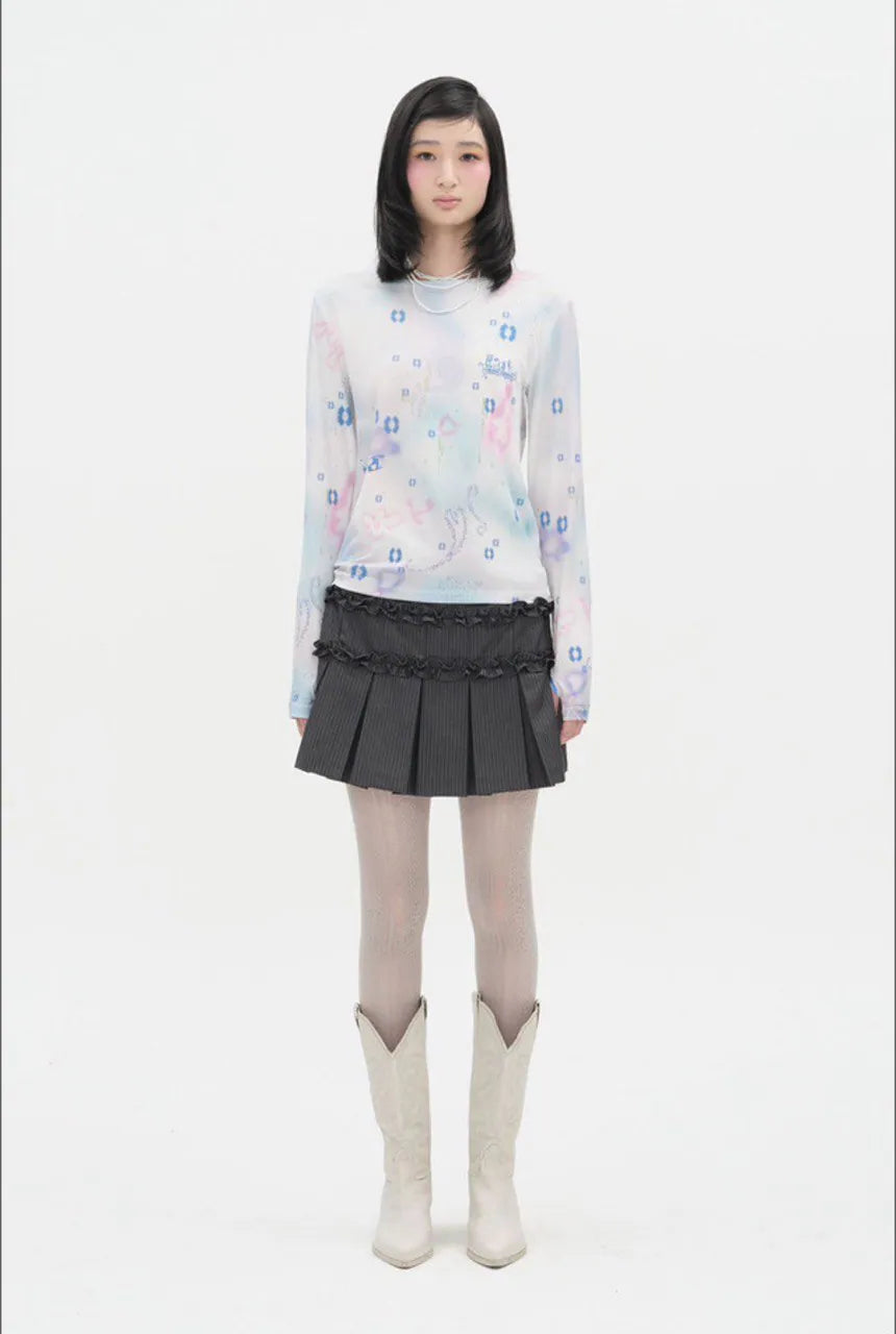 【typeservice】Soft Trace Top [Pink / Blue]