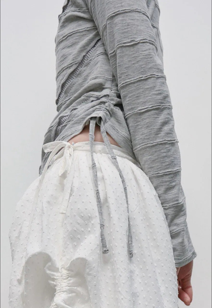 【typeservice】Lettuce Stitch Roll Neck Top [Gray]