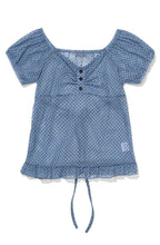 【Uglyshadow】 DOT SHIRRING BLOUSE [ BLACK / BLUE ]