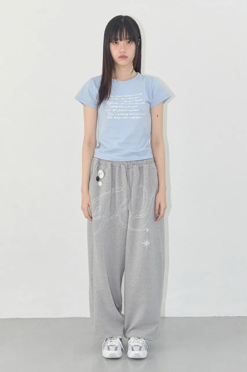 【Fancy Club】 ANGEL VINTAGE SWEATPANTS [Black / Blue / Gray / Pink]