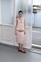 【overdue flair】 LACE SATIN MIDI SKIRT - 2 colors