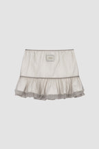 【overdue flair】ORGANZA LAYERED MINI SKIRT - GREY/WHITE