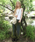 【musubore】半邊蕾絲拼接背心 - 2 colors