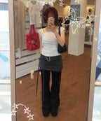 【Flare up】 Layered Bustier T-shirt [4 colors]