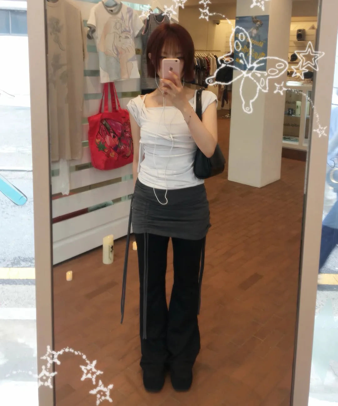 【Flare up】 Layered Bustier T-shirt [4 colors]