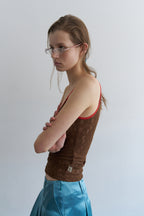 【overdue flair】TEXTURE COMBI SLEEVELESS - 2 colors