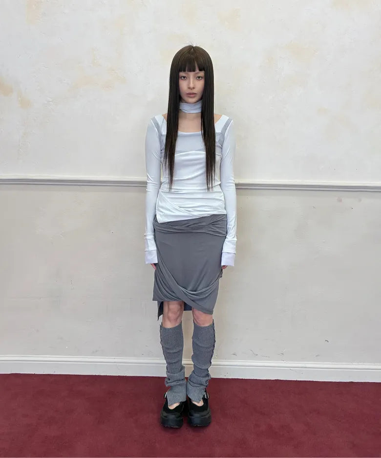 【Flare up】Asymmetrical Midi Skirt  - 2 colors