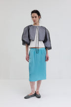 【overdue flair】BEADED LAYERED WRAP SKIRT - YELLOW/BLUE