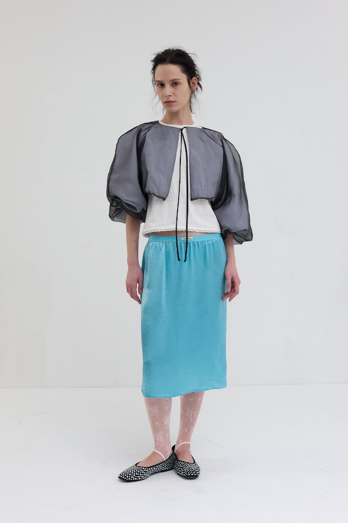 【overdue flair】BEADED LAYERED WRAP SKIRT - YELLOW/BLUE
