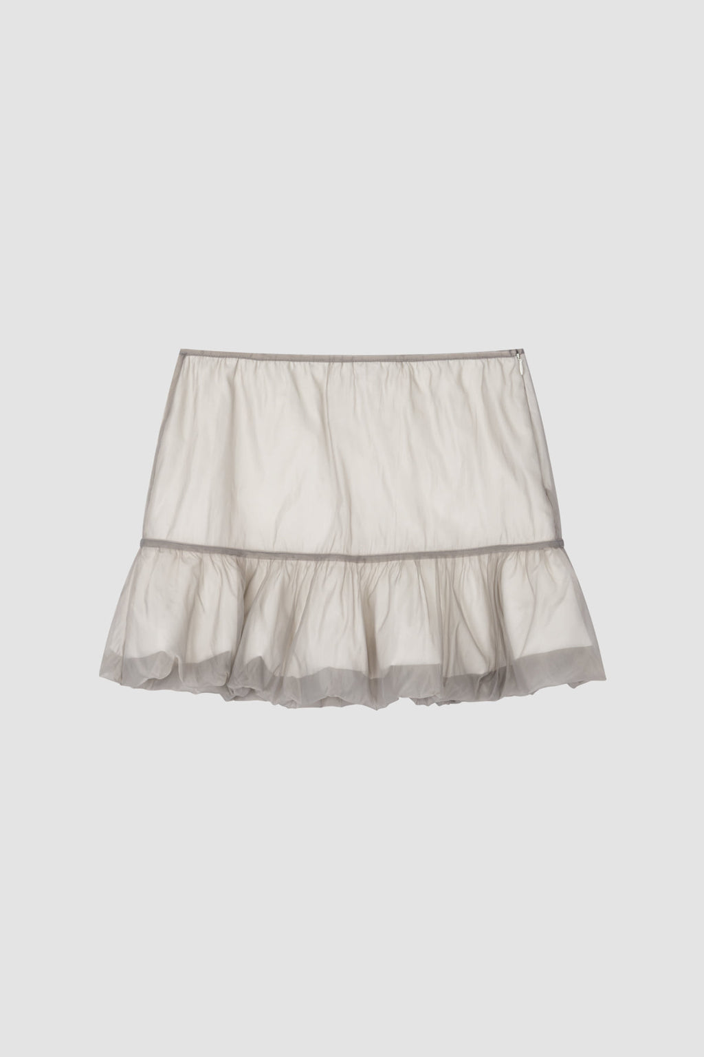 【overdue flair】ORGANZA LAYERED MINI SKIRT - GREY/WHITE