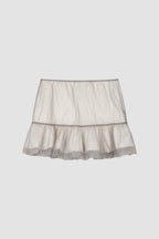 【overdue flair】ORGANZA LAYERED MINI SKIRT - GREY/WHITE