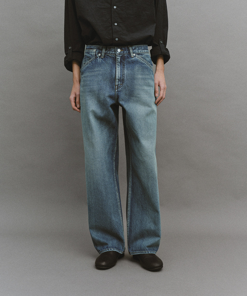 【another office】Atelier Wide Denim Pants - Faded Blue