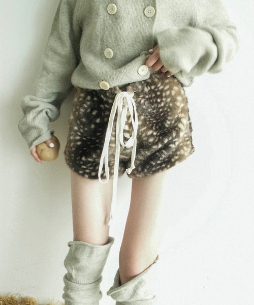 毛毛綁帶短褲 - 4 colors
