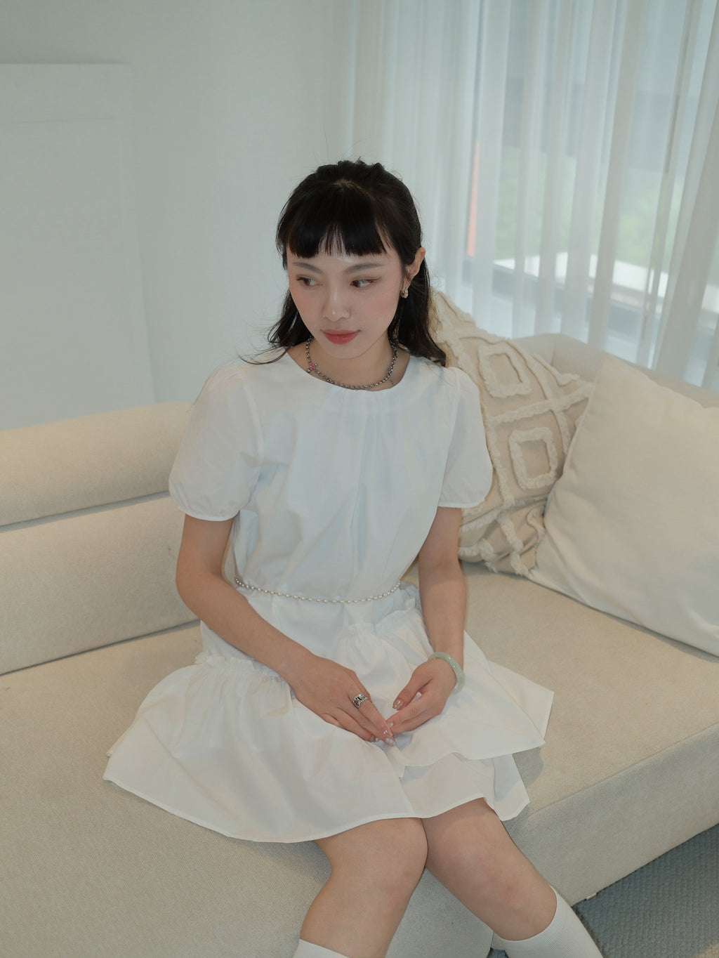 不對稱拼接洋裝