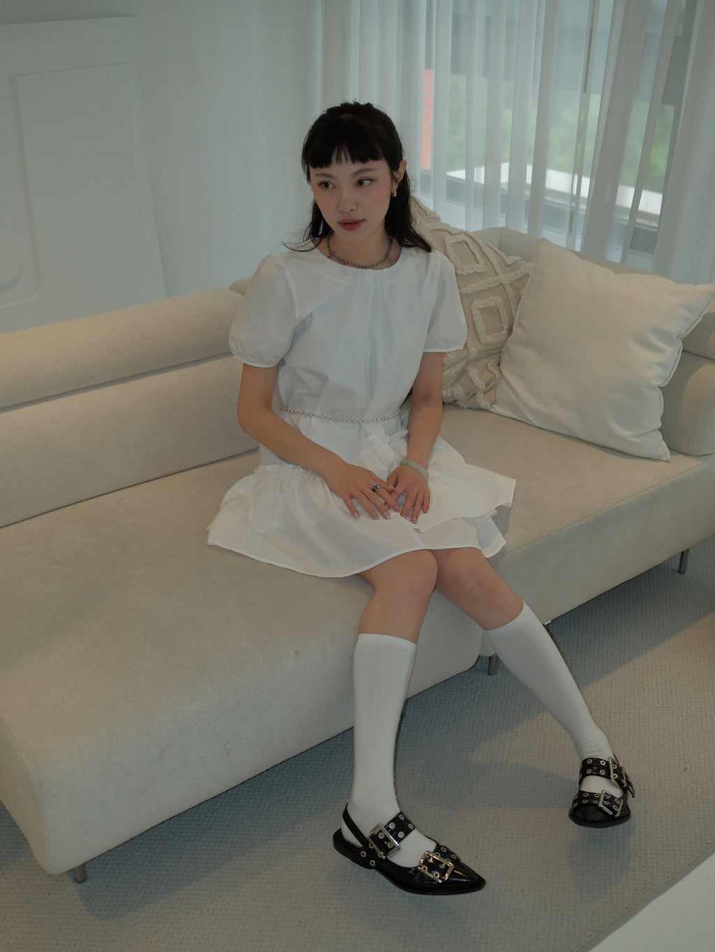 不對稱拼接洋裝