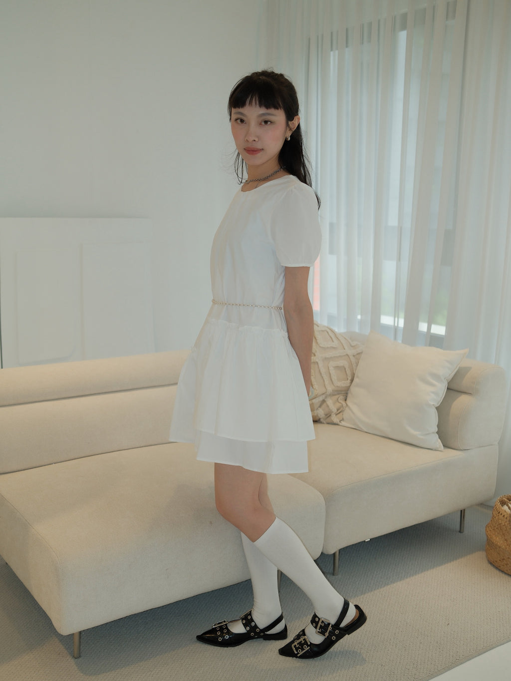 不對稱拼接洋裝