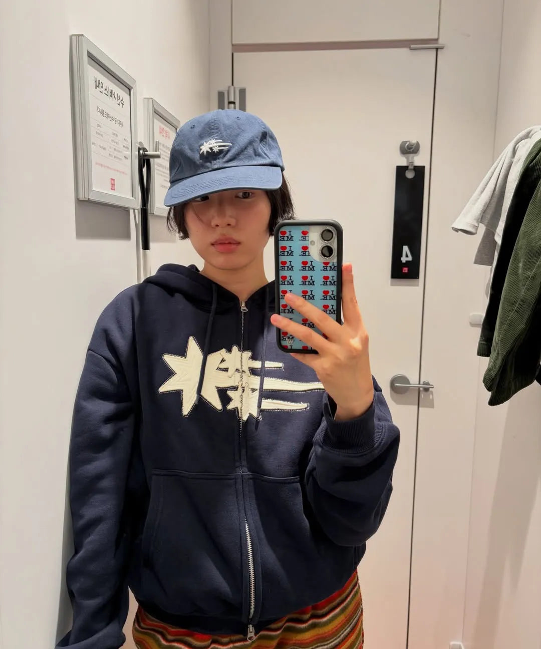 【niceghostclub】3STAR APPLIQUE HOODIE ZIP UP [NAVY / WHITE / BURGUNDY]