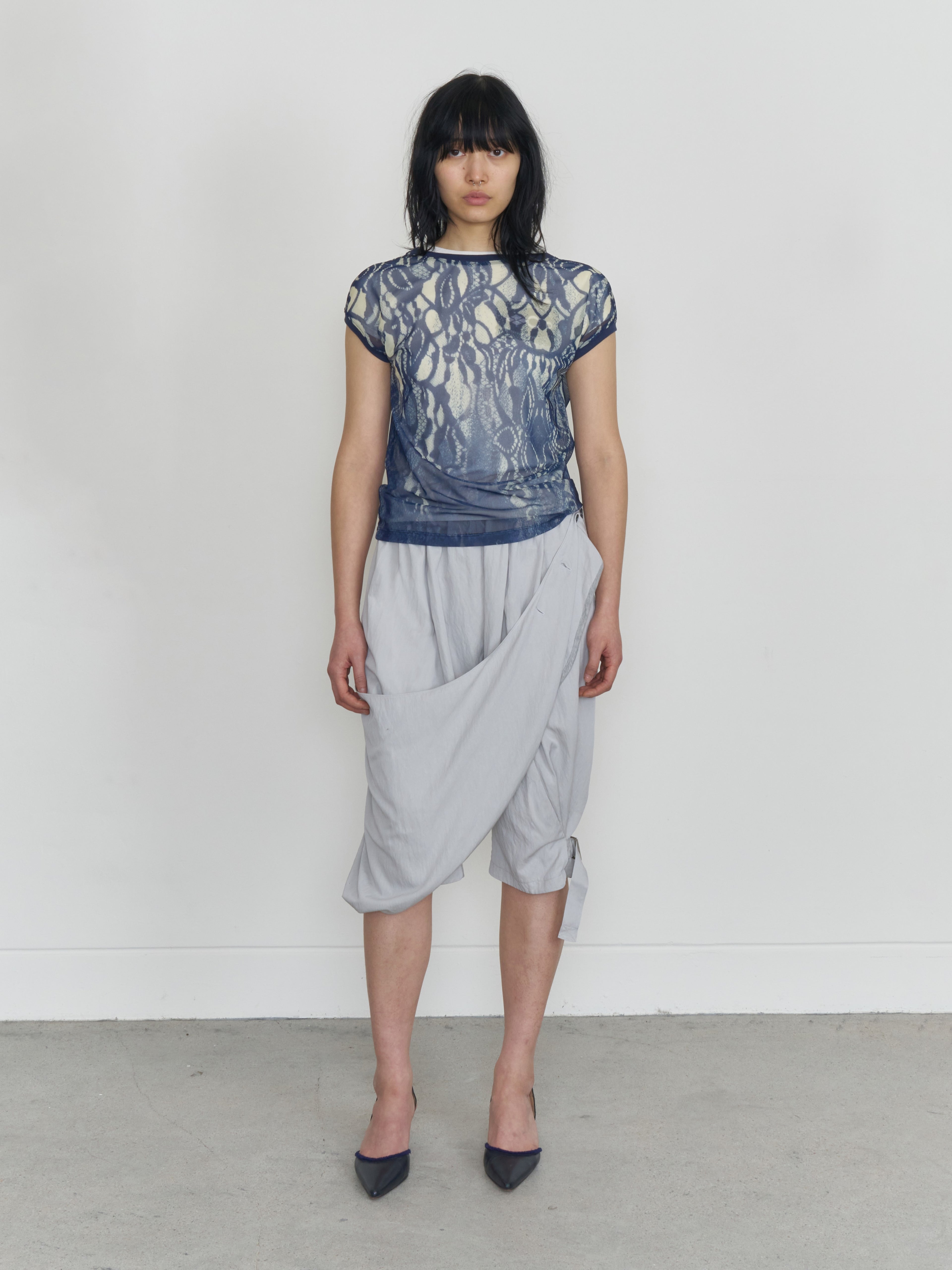 【odlyworkshop】Ribbed Short Mesh Tee  - 2 colors