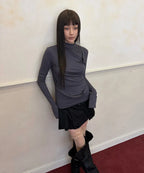 【Flare up】Draped Mock Neck Long Sleeve - 4 colors