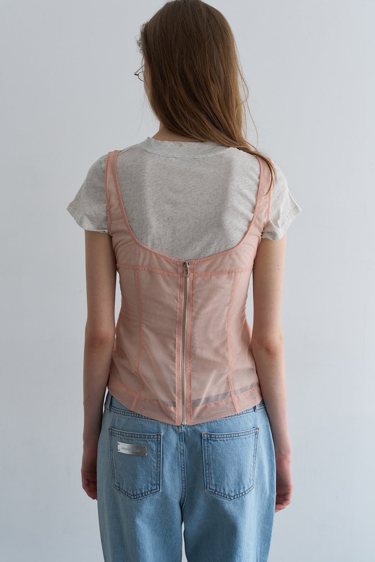 【overdue flair】MESH CORSET SLEEVELESS - 2 colors