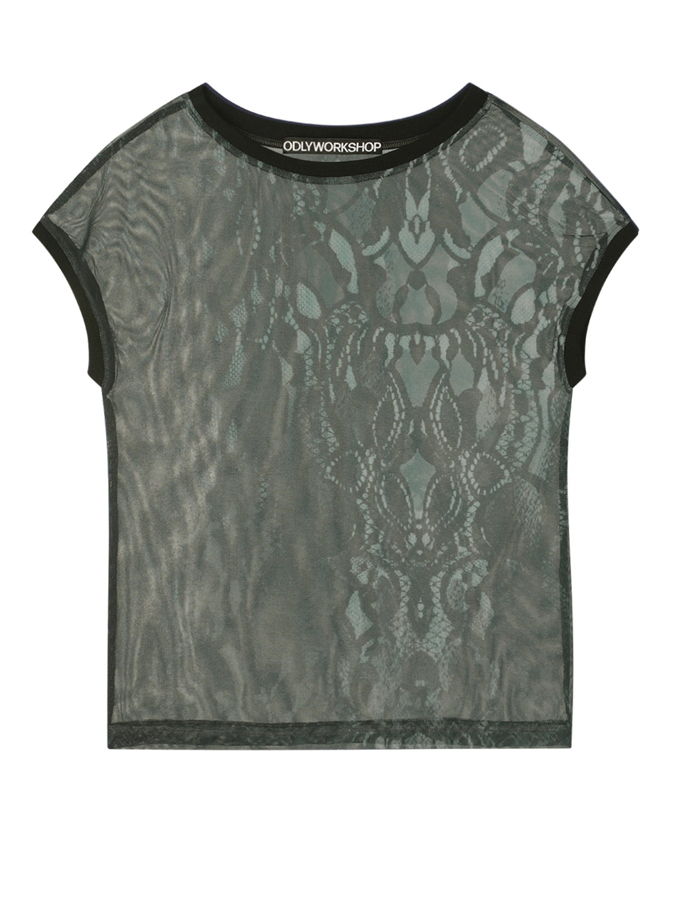 【odlyworkshop】Ribbed Short Mesh Tee  - 2 colors