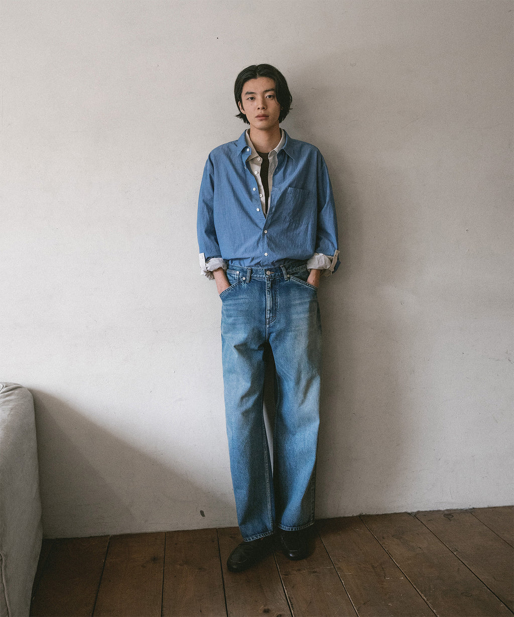 【another office】Atelier Wide Denim Pants - Faded Blue