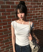 【Flare up】 Layered Bustier T-shirt [4 colors]