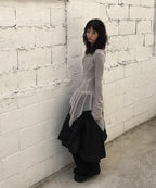 【Flare up】Layered Lace Frill Long Sleeve - 3 colors