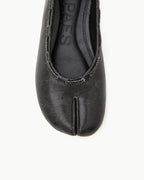 【PAES】Leather String Vintage Flat  [ White / Black ]