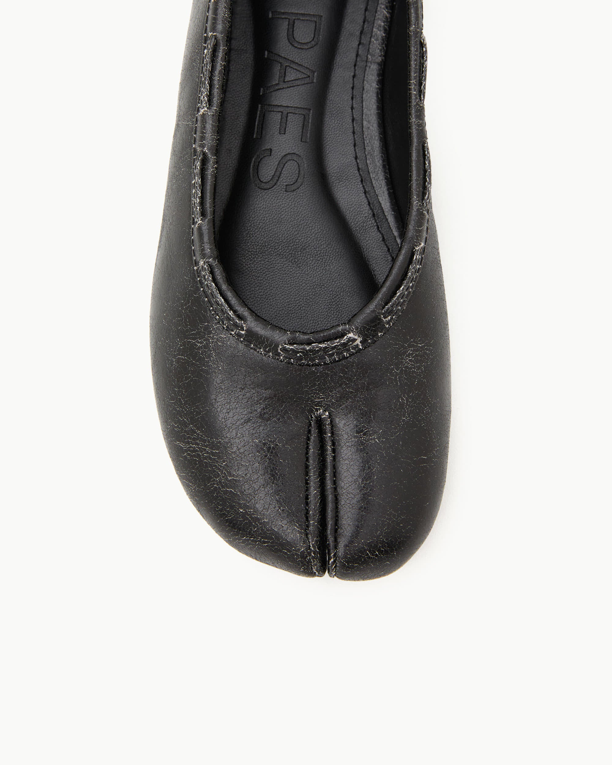 【PAES】Leather String Vintage Flat  [ White / Black ]