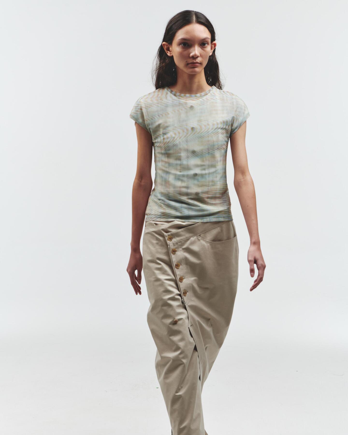 【odlyworkshop】Mesh checked Tee - 3 colors