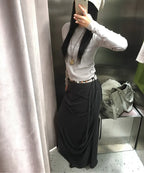 【Flare up】Asymmetrical Draped Long Skirt - 3 colors