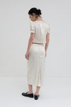 【overdue flair】JACQUARD CROP BLOUSE