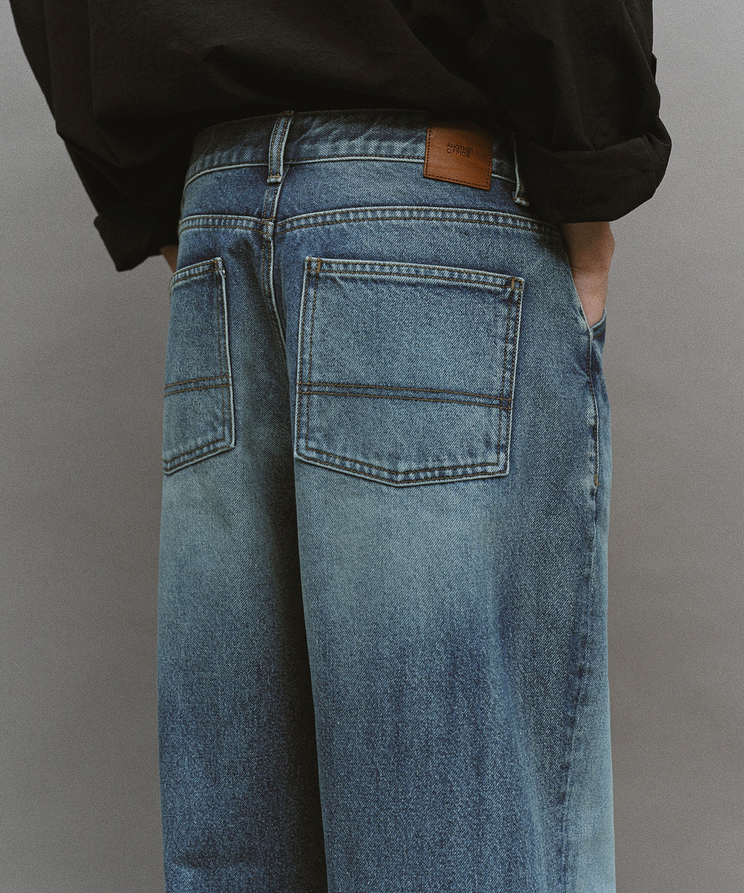 【another office】Atelier Wide Denim Pants - Faded Blue