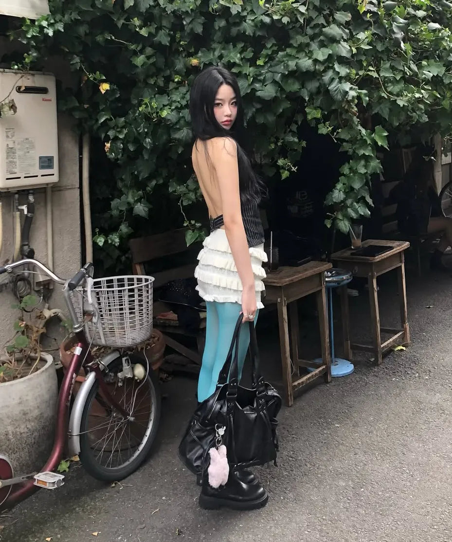【Fancy Club】BELTED WASHING LEATHER BAG [Black / Gray / Baby Pink]