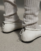 【PAES】Leather String Vintage Flat  [ White / Black ]