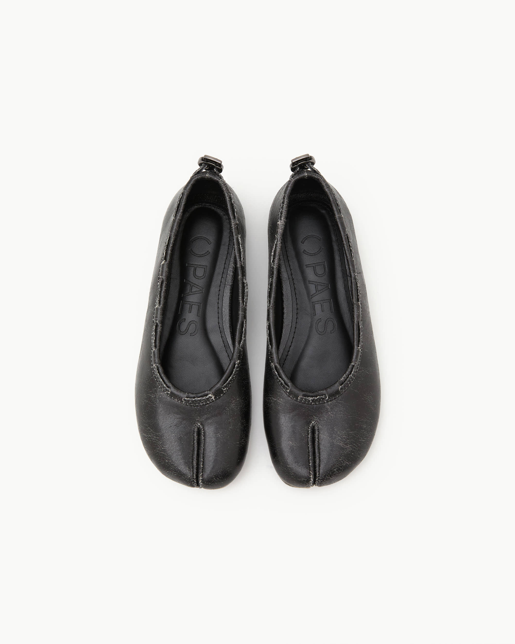 【PAES】Leather String Vintage Flat  [ White / Black ]